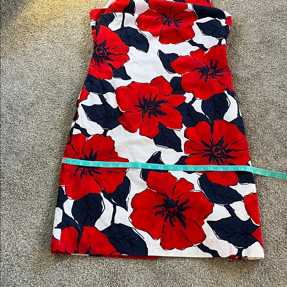 Vintage Tommy Hilfiger Ultra Bold Red Blue Floral Cotton Shift sz4 Made in Oman - Picture 5 of 9